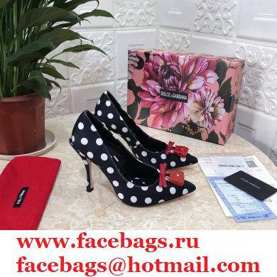 Dolce  &  Gabbana Heel 10.5cm Leather Dot Print Sicily Pumps Black 2021
